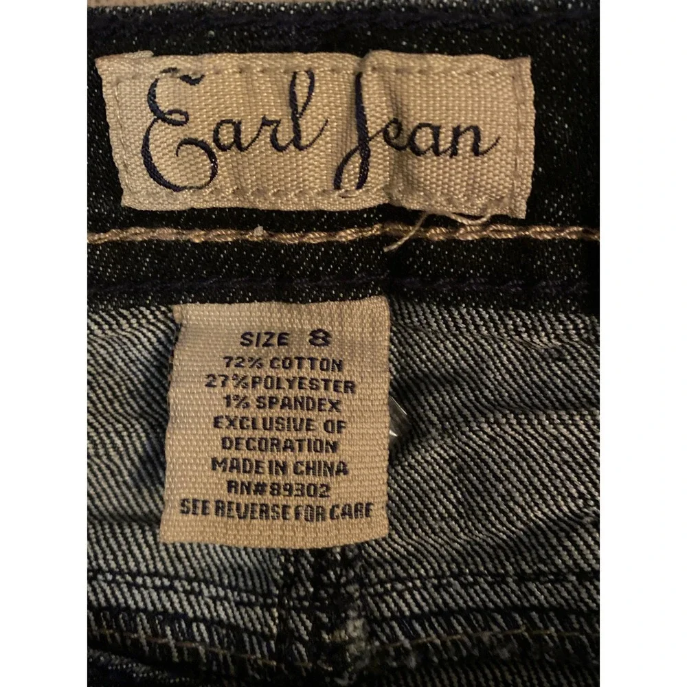 Earl Jean Denim Mini Skirt Bling Cross Dark Wash Country Festival Women's Sz 8